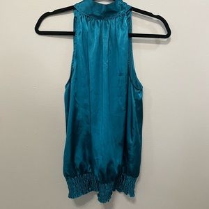 Teal, silky tank.